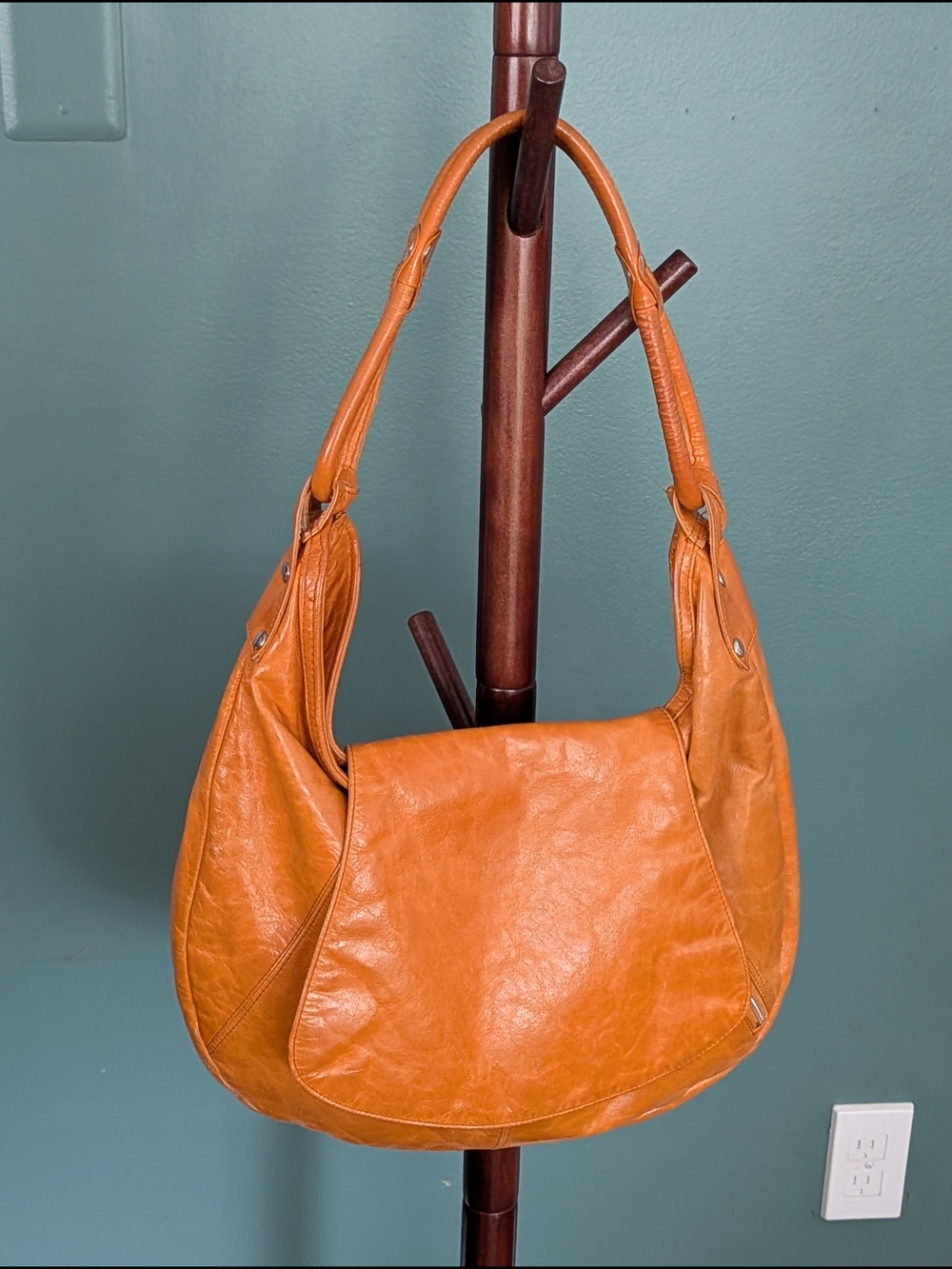 latico Leather Hobo Shoulder Bag in Cognac Orange